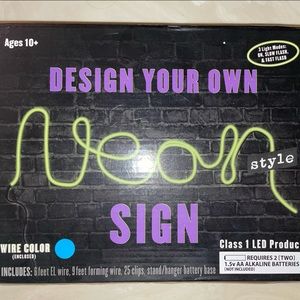 Design Your Own Neon Style Sign Blue Wire Color NIB